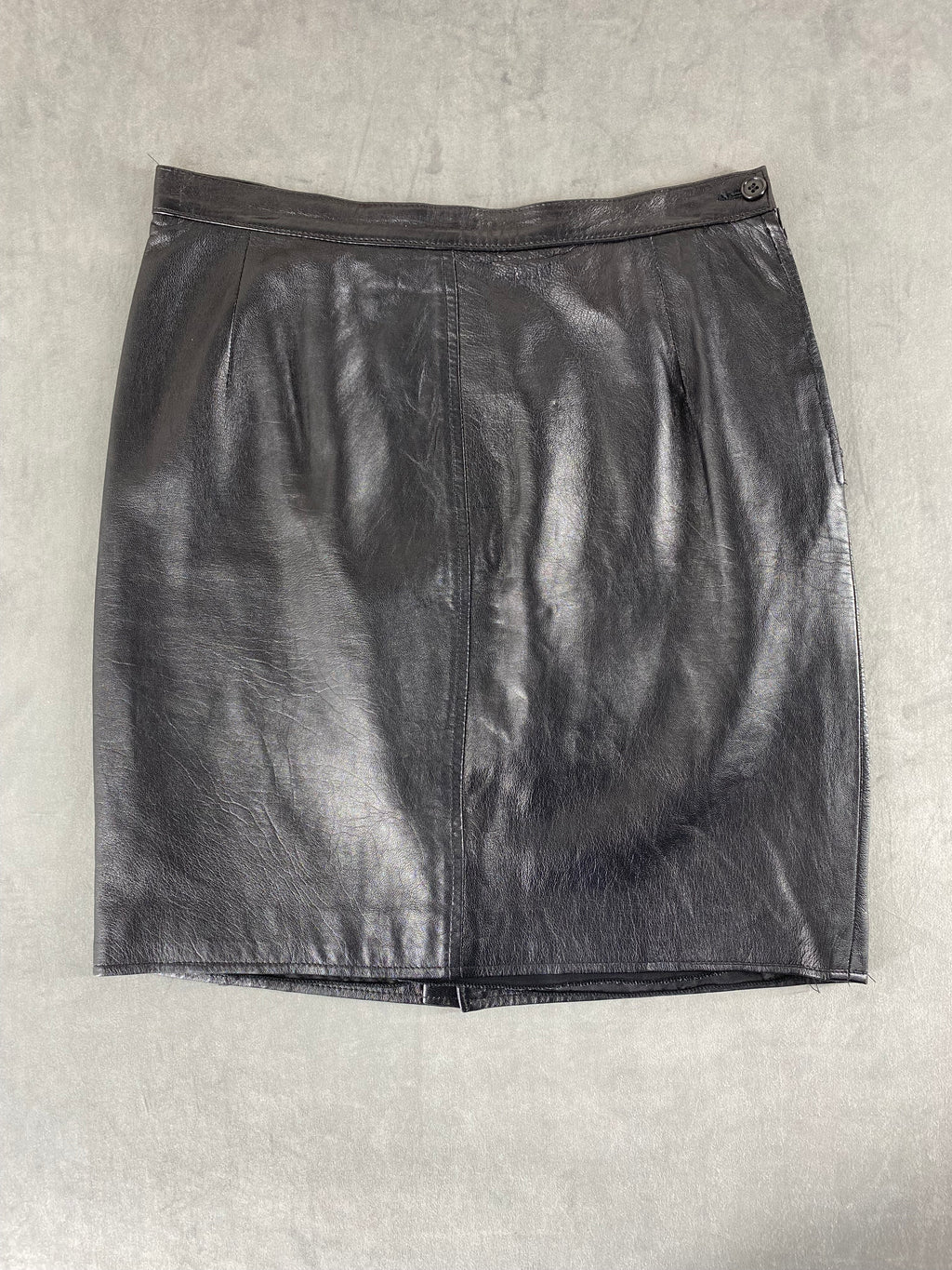 Gonna in pelle nera vintage – Donna Taglia L (IT 46)