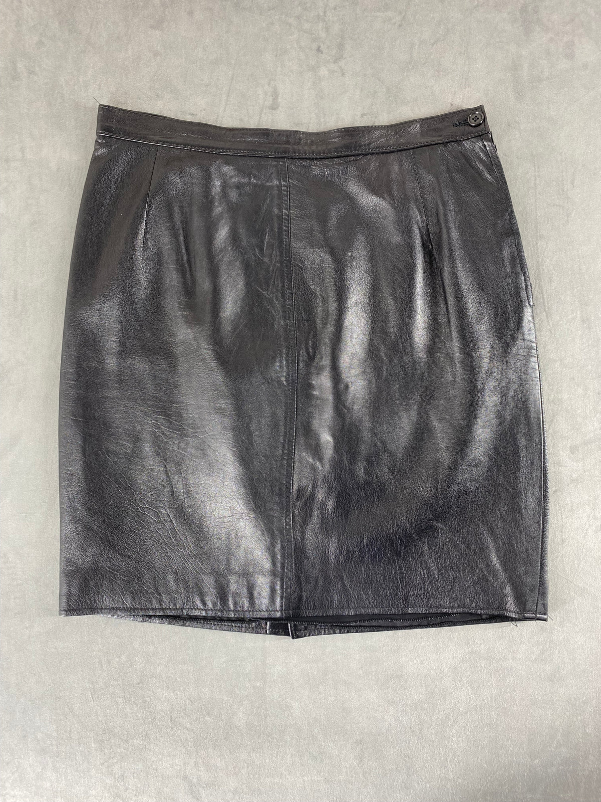 Gonna in pelle nera vintage – Donna Taglia L (IT 46)