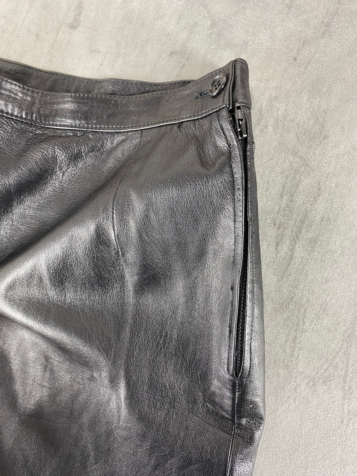 Gonna in pelle nera vintage – Donna Taglia L (IT 46)
