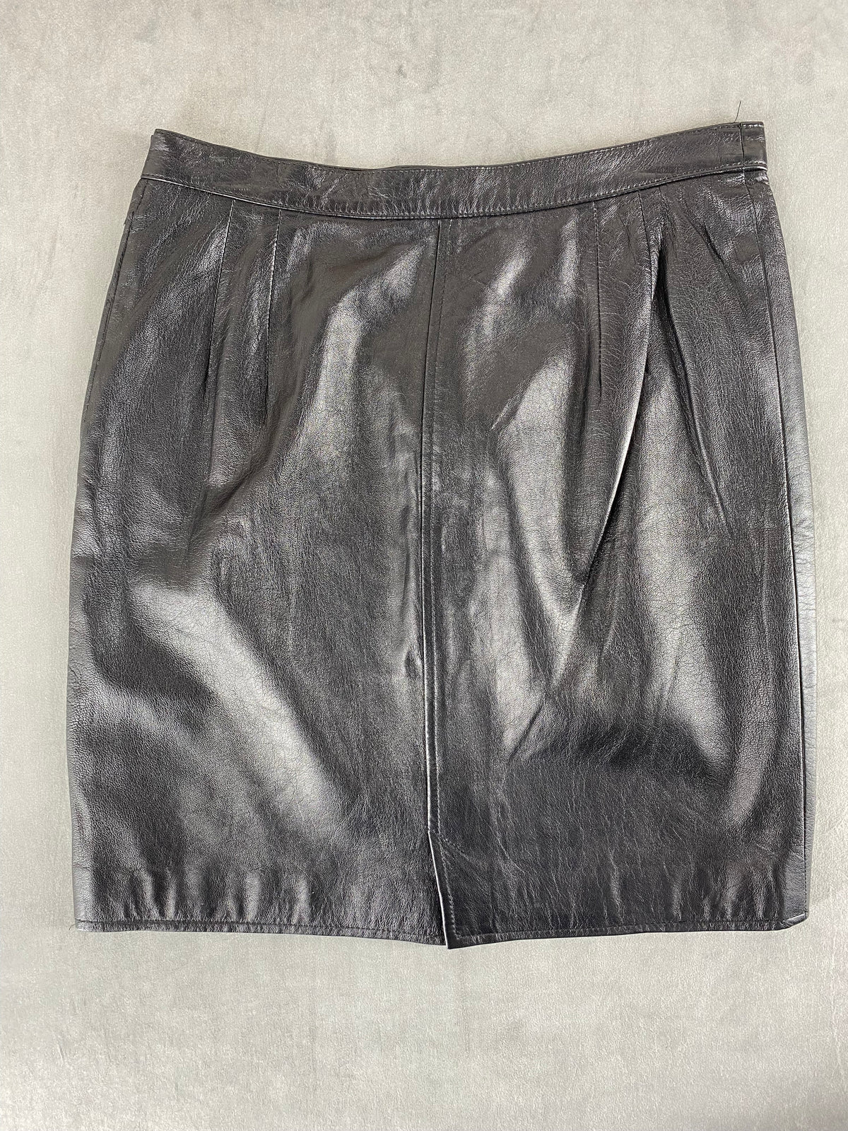 Gonna in pelle nera vintage – Donna Taglia L (IT 46)