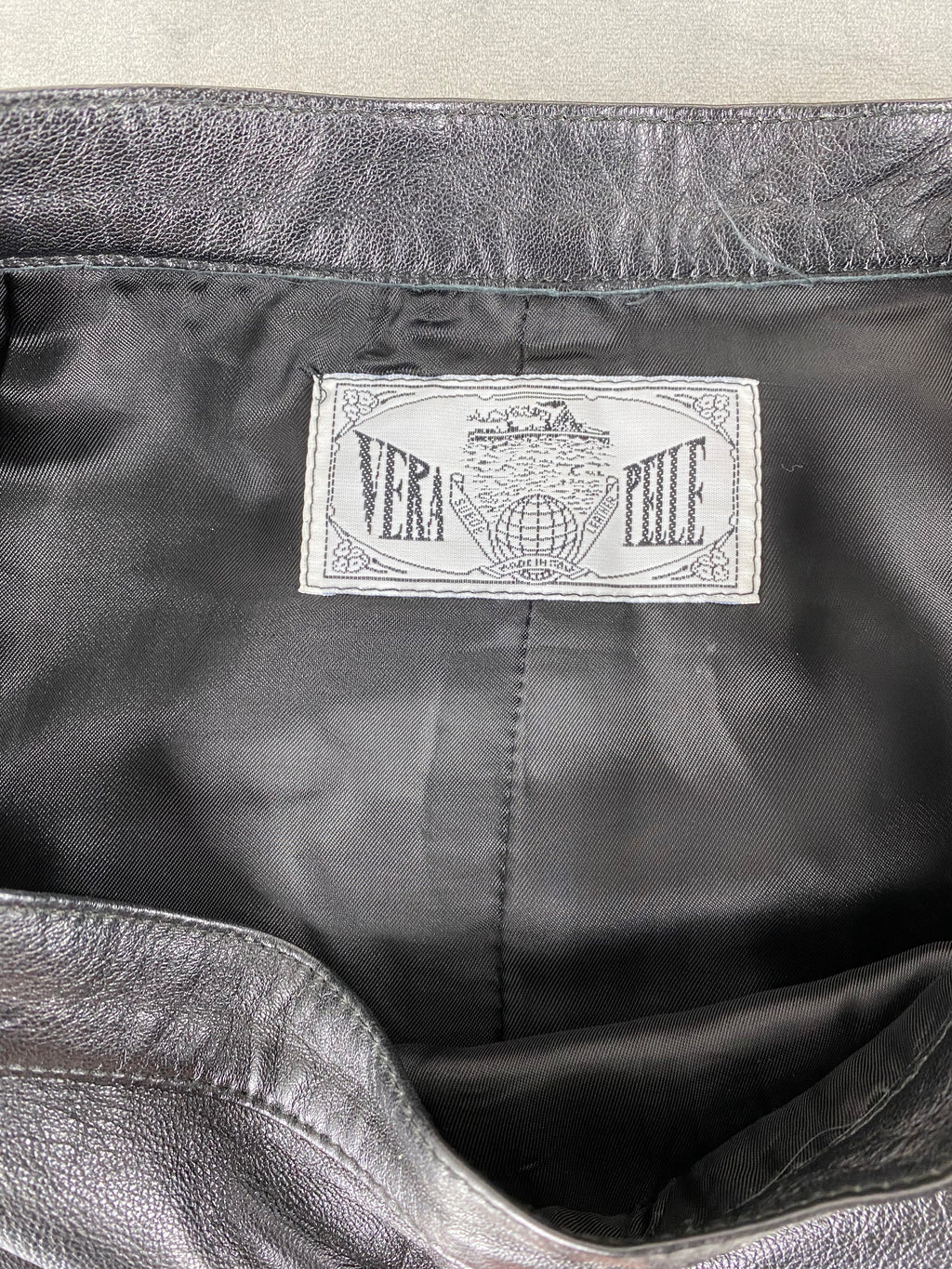 Gonna in pelle nera vintage – Donna Taglia L (IT 46)