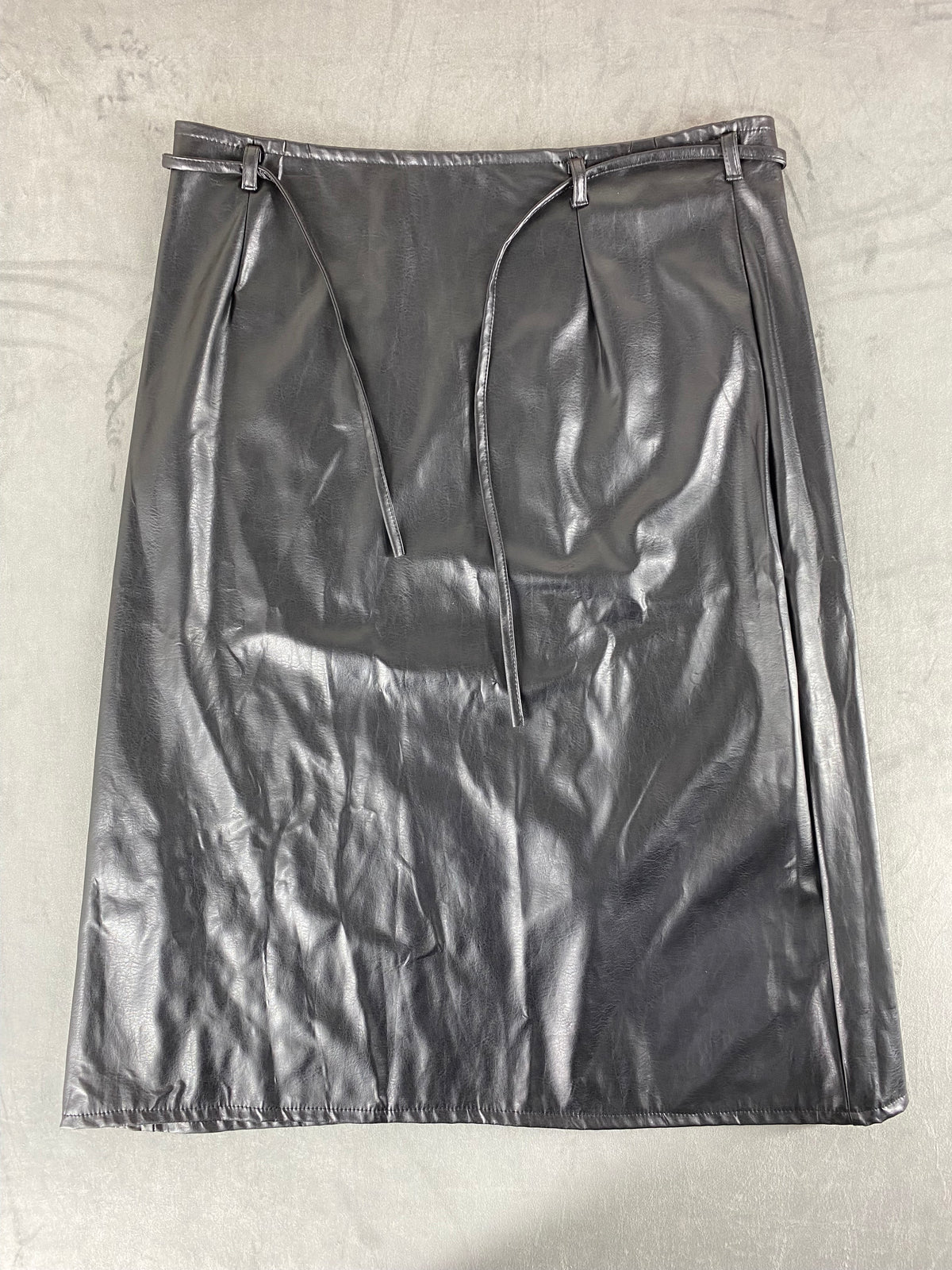 Gonna lunga in similpelle nera vintage – Donna Taglia XXL (IT 52)