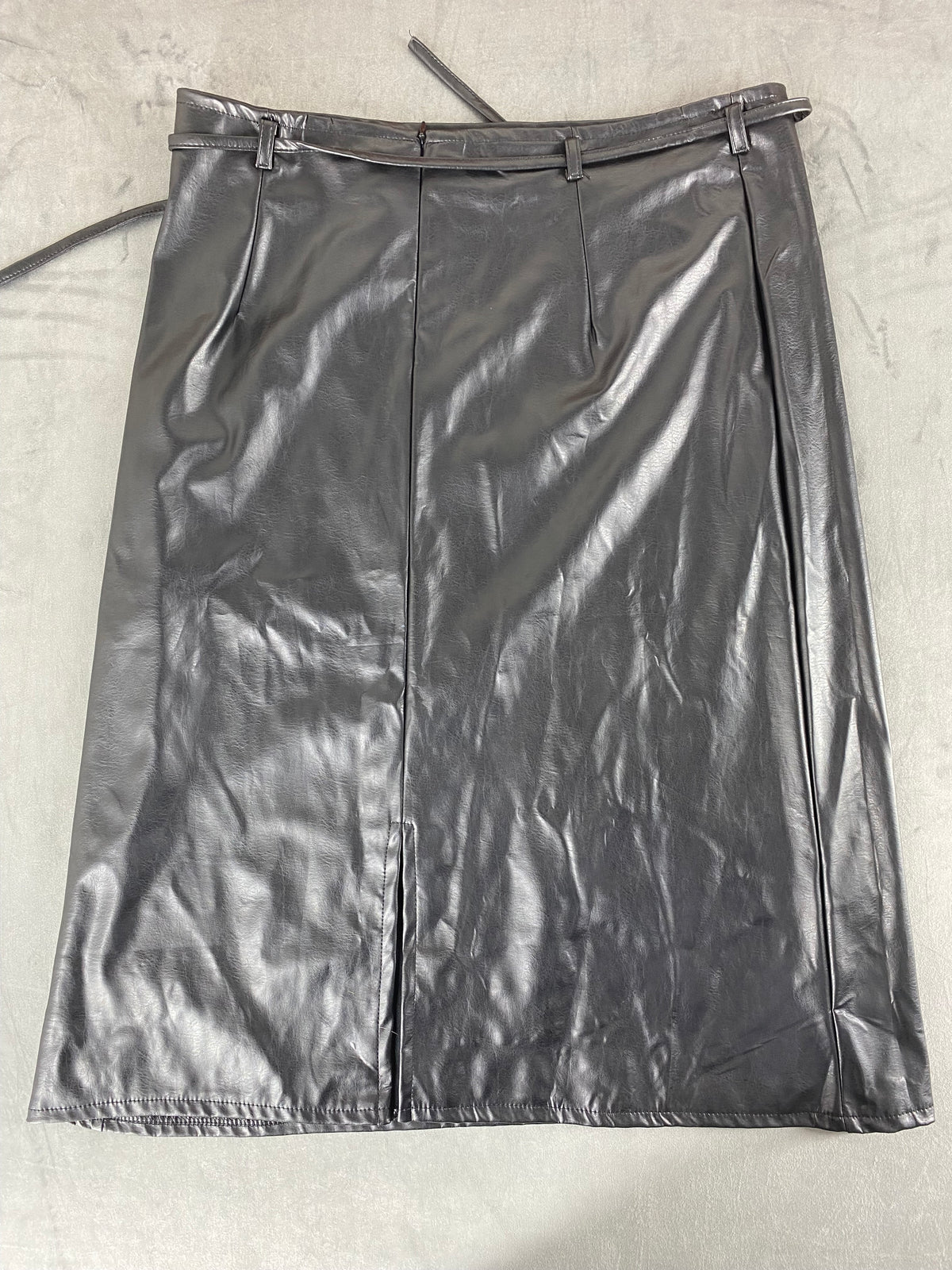 Gonna lunga in similpelle nera vintage – Donna Taglia XXL (IT 52)