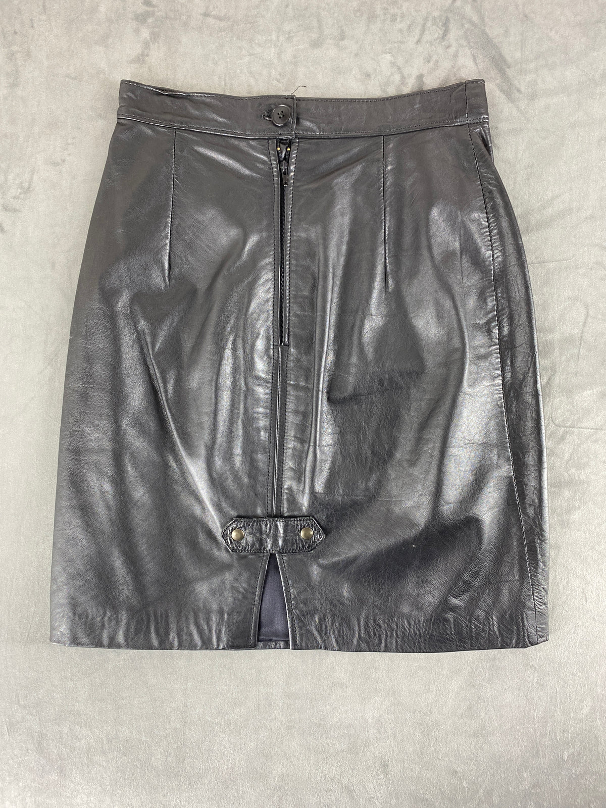 Gonna a tubino in pelle nera vintage – Donna Taglia S (IT 40)