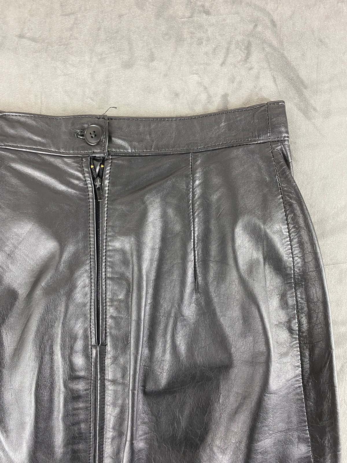Gonna a tubino in pelle nera vintage – Donna Taglia S (IT 40)