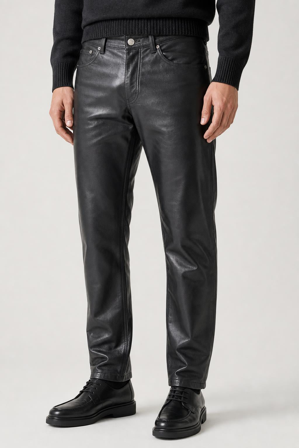 Pantaloni di pelle neri vintage – Uomo Taglia L
