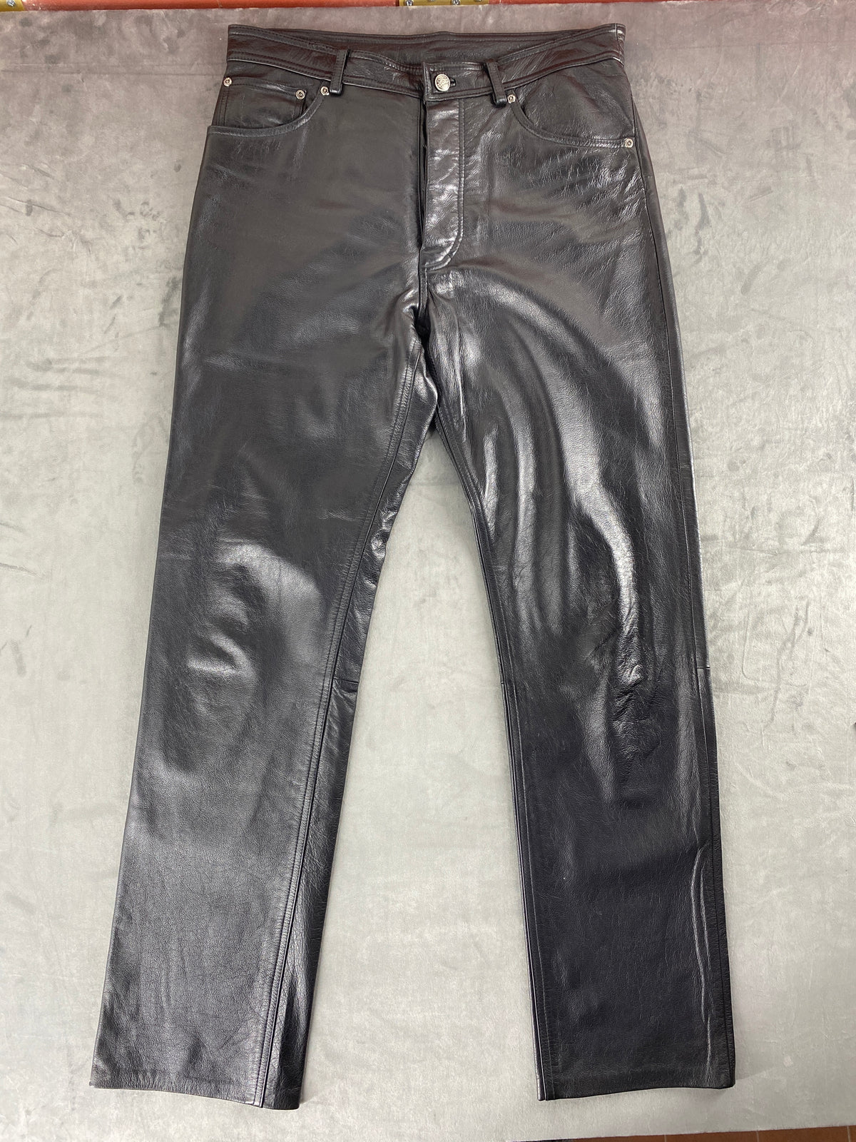 Pantaloni di pelle neri vintage – Uomo Taglia L