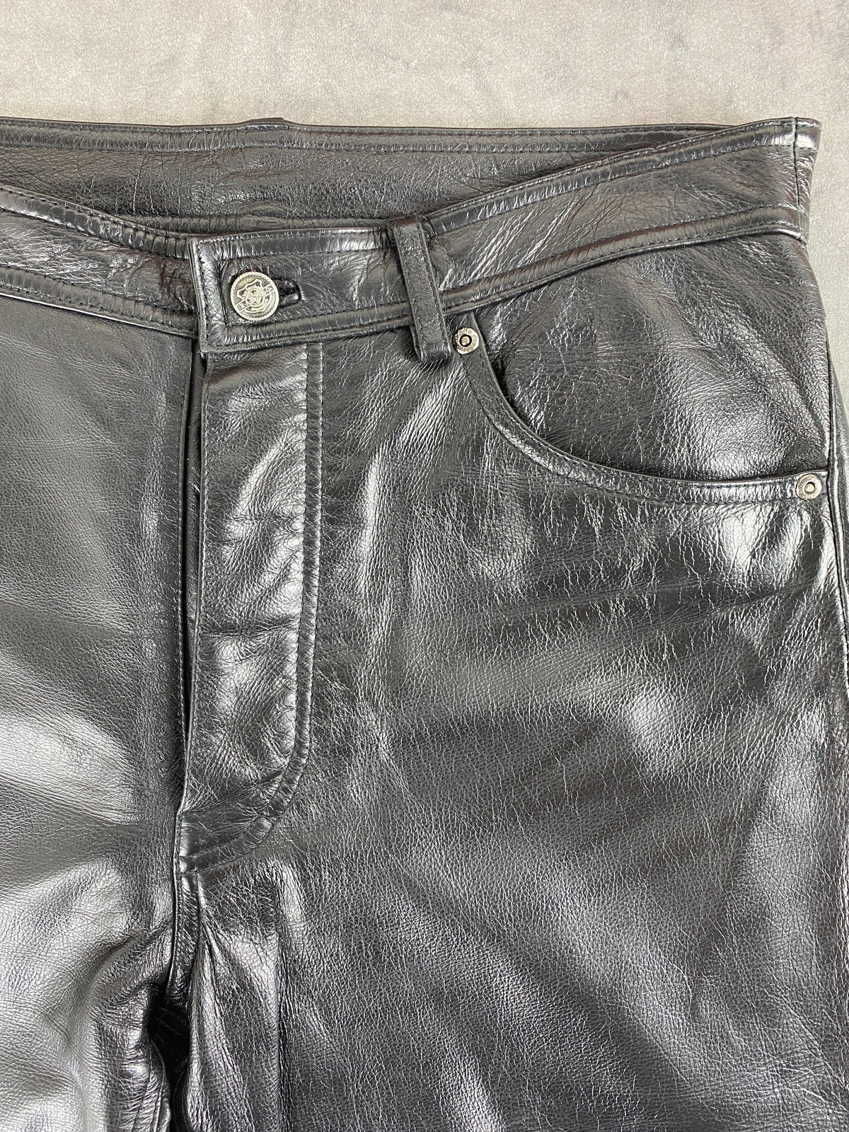 Pantaloni di pelle neri vintage – Uomo Taglia L