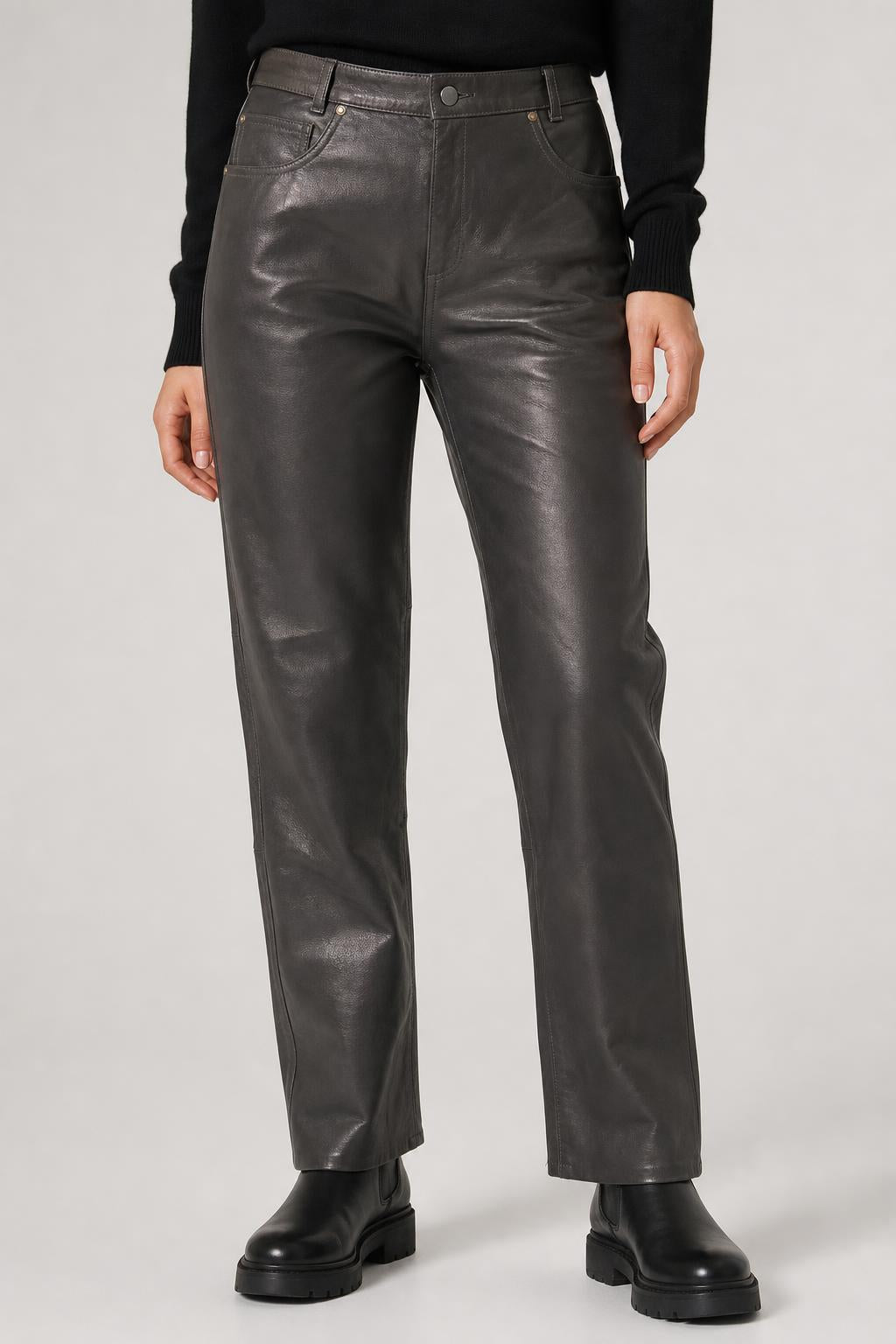Pantaloni di pelle neri vintage – Donna Taglia M (IT 42)