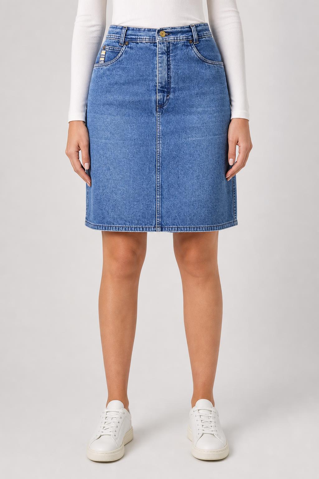Gonna di jeans al ginocchio vintage – Donna Taglia L (IT 47)