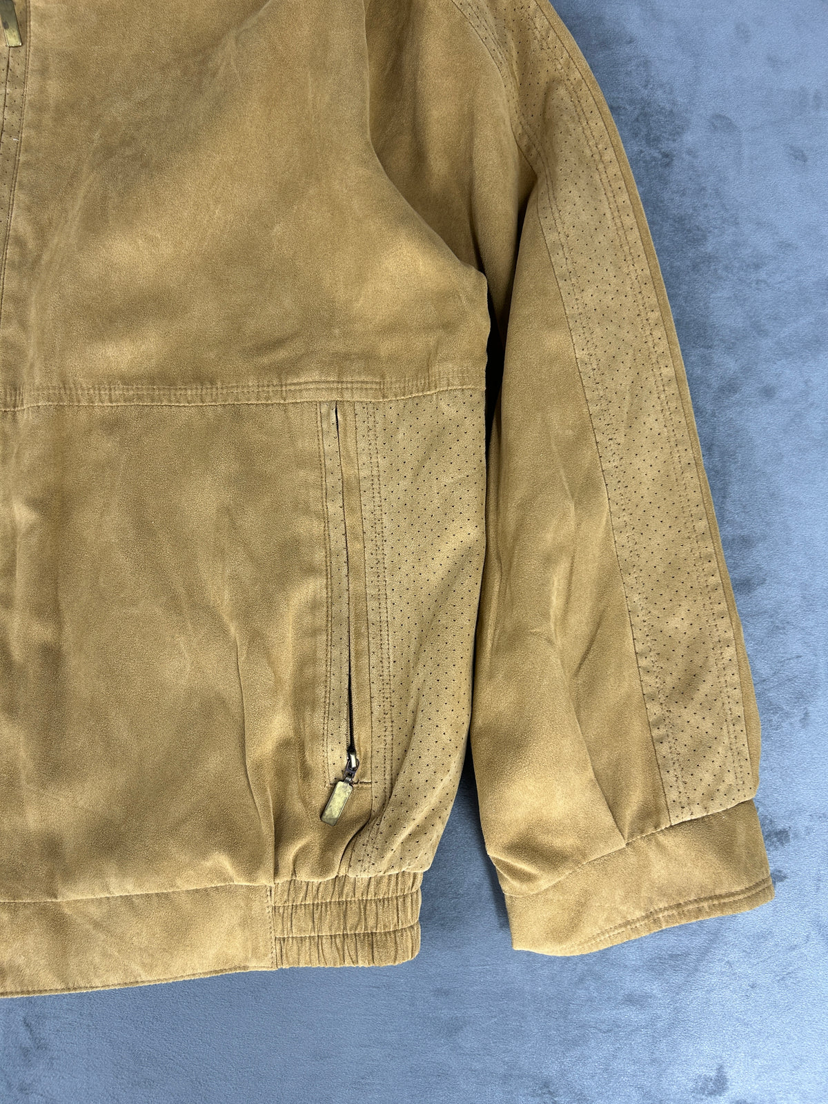 Bomber in pelle scamosciata cammello vintage – Donna Taglia L (IT 46)