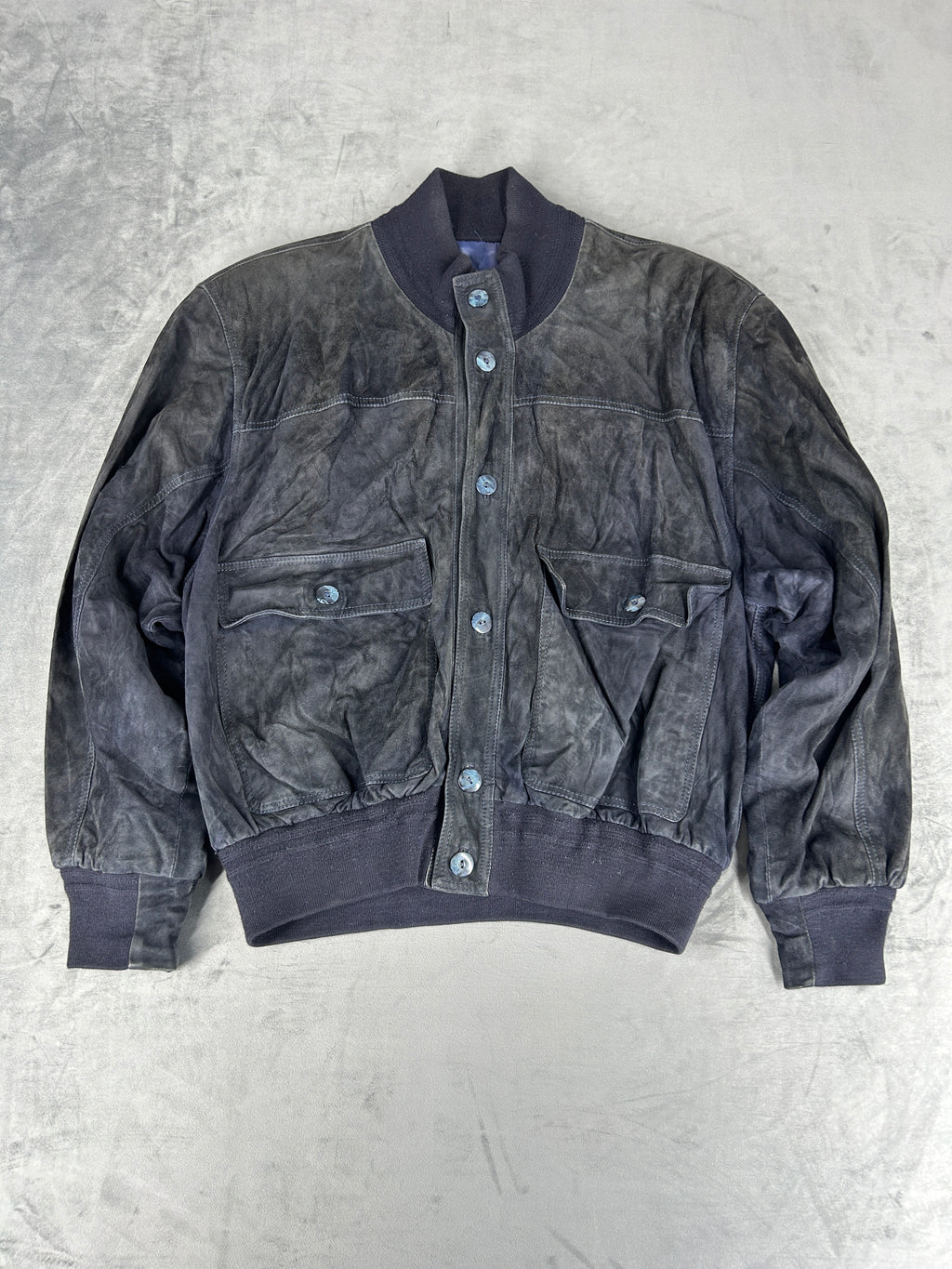 Bomber in pelle scamosciata nero vintage – Uomo Taglia L