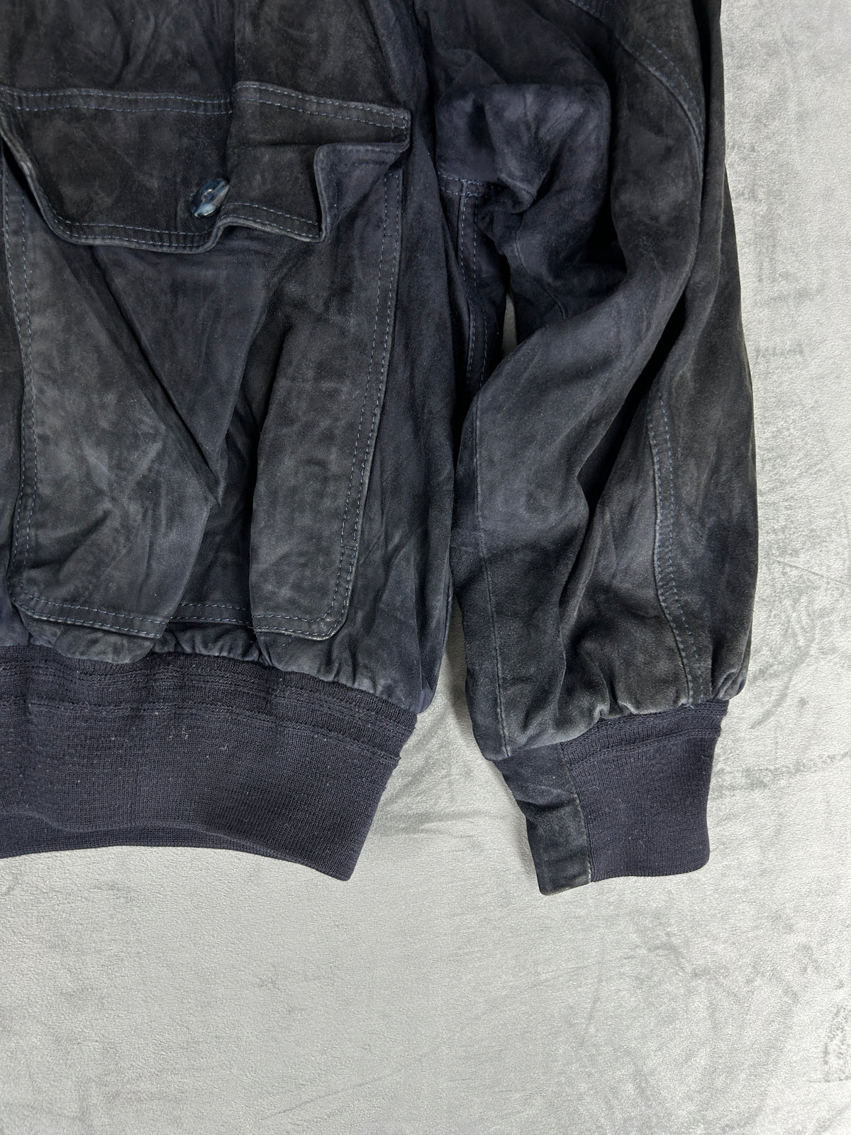 Bomber in pelle scamosciata nero vintage – Uomo Taglia L