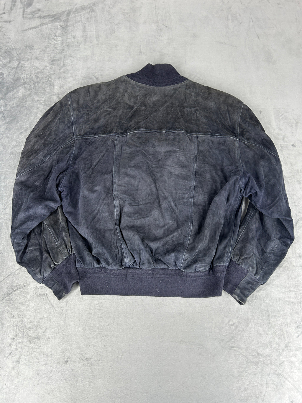 Bomber in pelle scamosciata nero vintage – Uomo Taglia L
