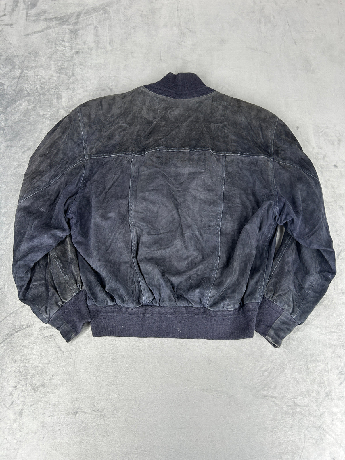 Bomber in pelle scamosciata nero vintage – Uomo Taglia L