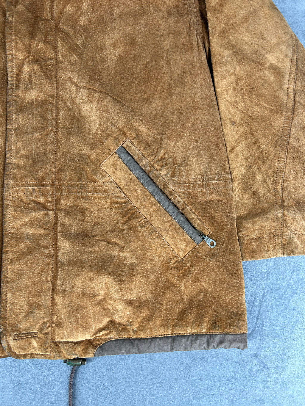 Giaccone in pelle scamosciata cammello vintage – Uomo Taglia XL