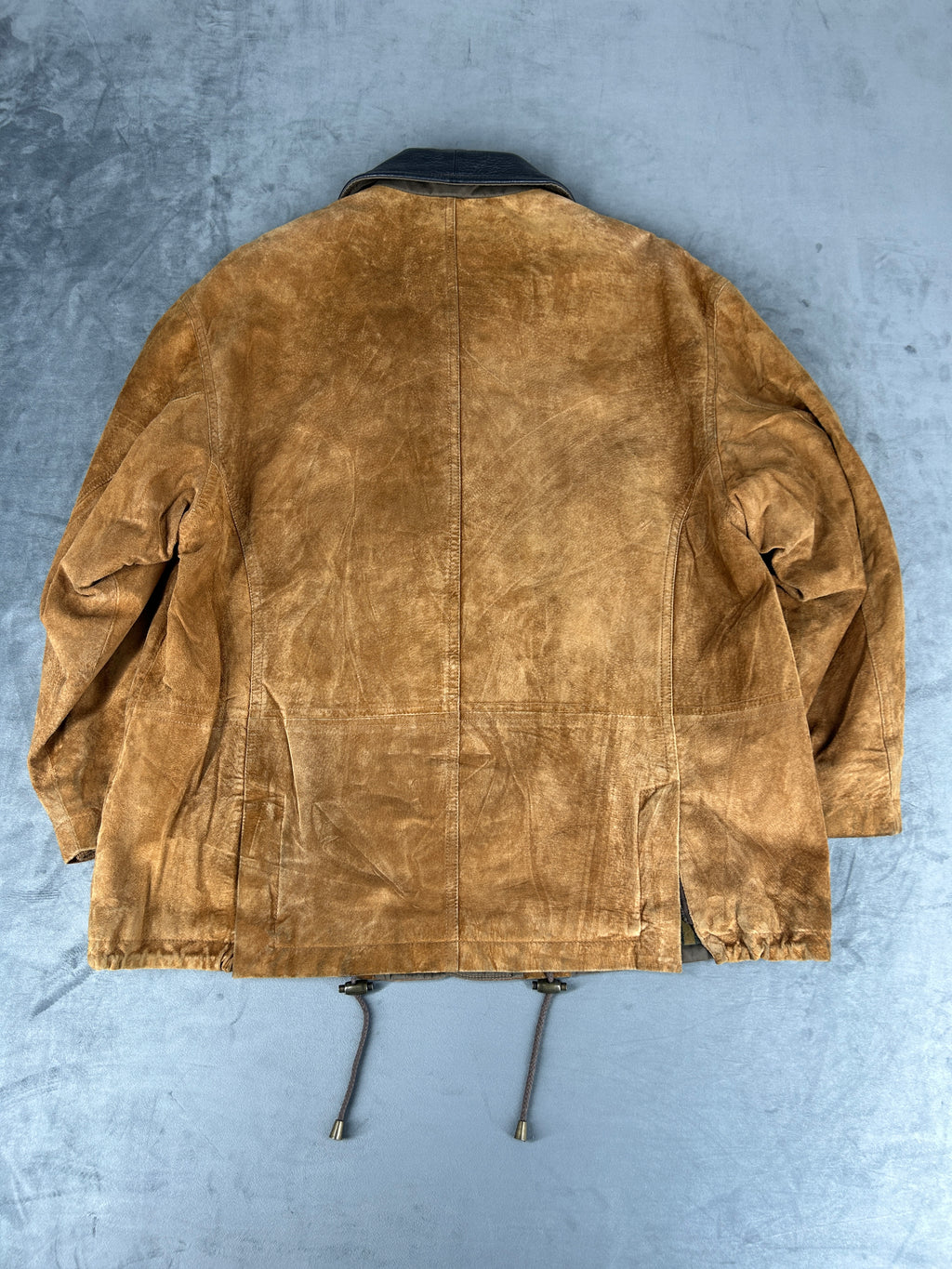 Giaccone in pelle scamosciata cammello vintage – Uomo Taglia XL