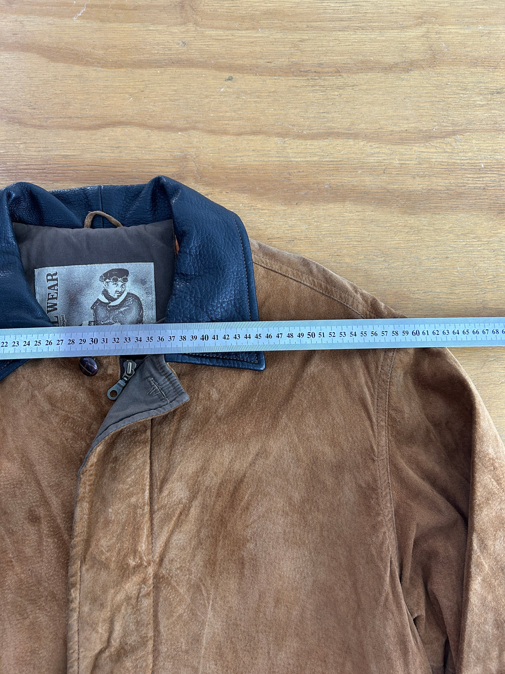 Giaccone in pelle scamosciata cammello vintage – Uomo Taglia XL