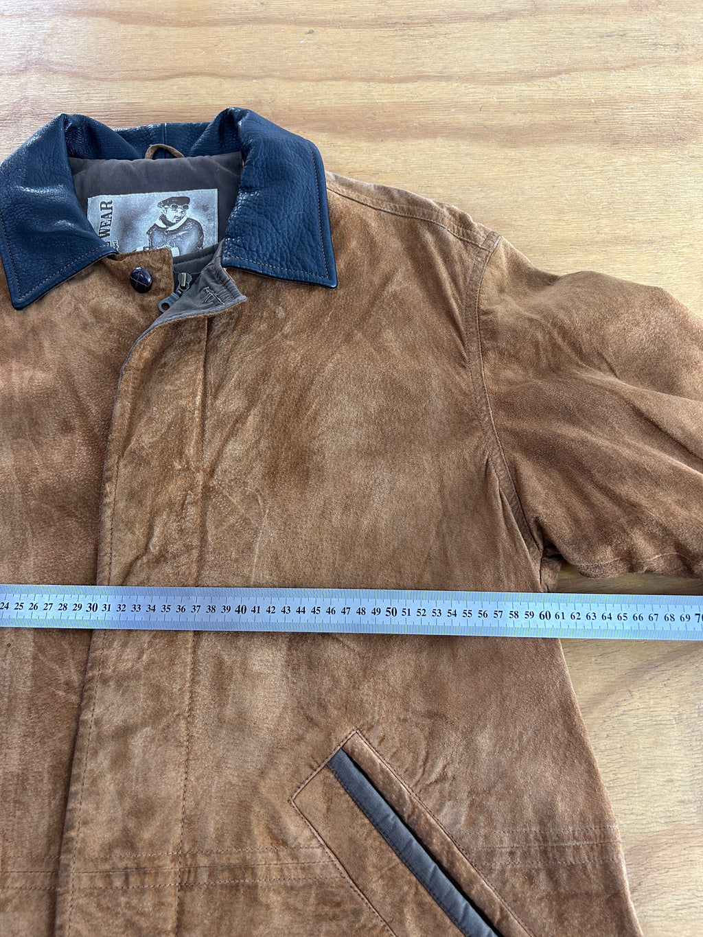 Giaccone in pelle scamosciata cammello vintage – Uomo Taglia XL