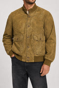 Bomber in pelle scamosciata senape vintage – Uomo Taglia L