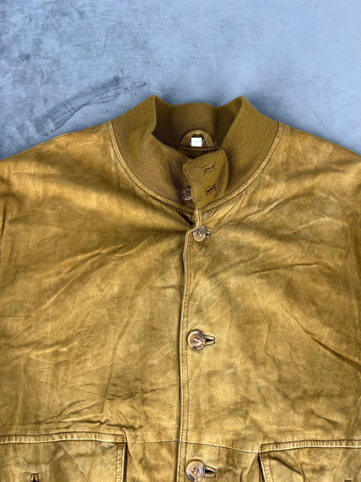Bomber in pelle scamosciata senape vintage – Uomo Taglia L