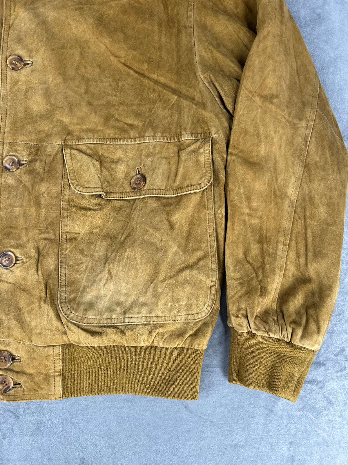 Bomber in pelle scamosciata senape vintage – Uomo Taglia L