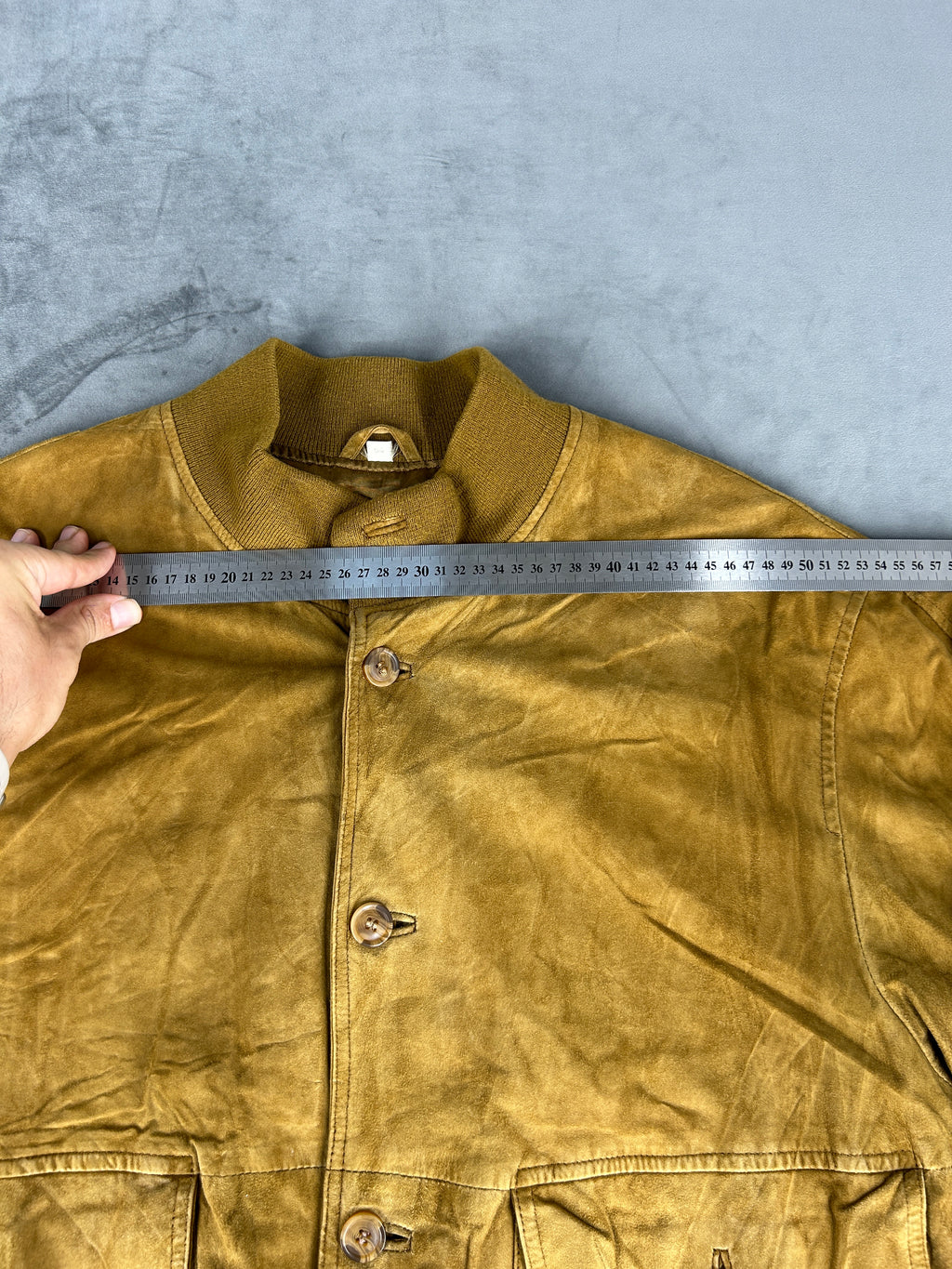 Bomber in pelle scamosciata senape vintage – Uomo Taglia L