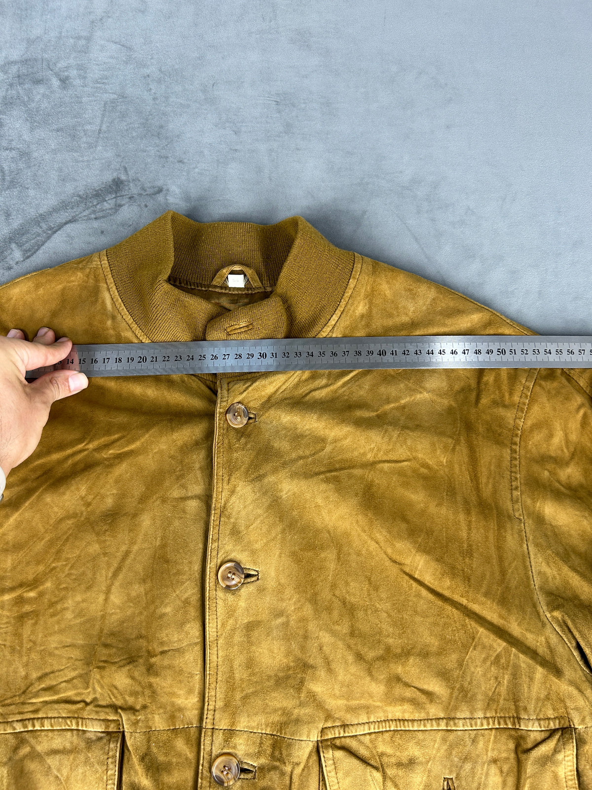 Bomber in pelle scamosciata senape vintage – Uomo Taglia L