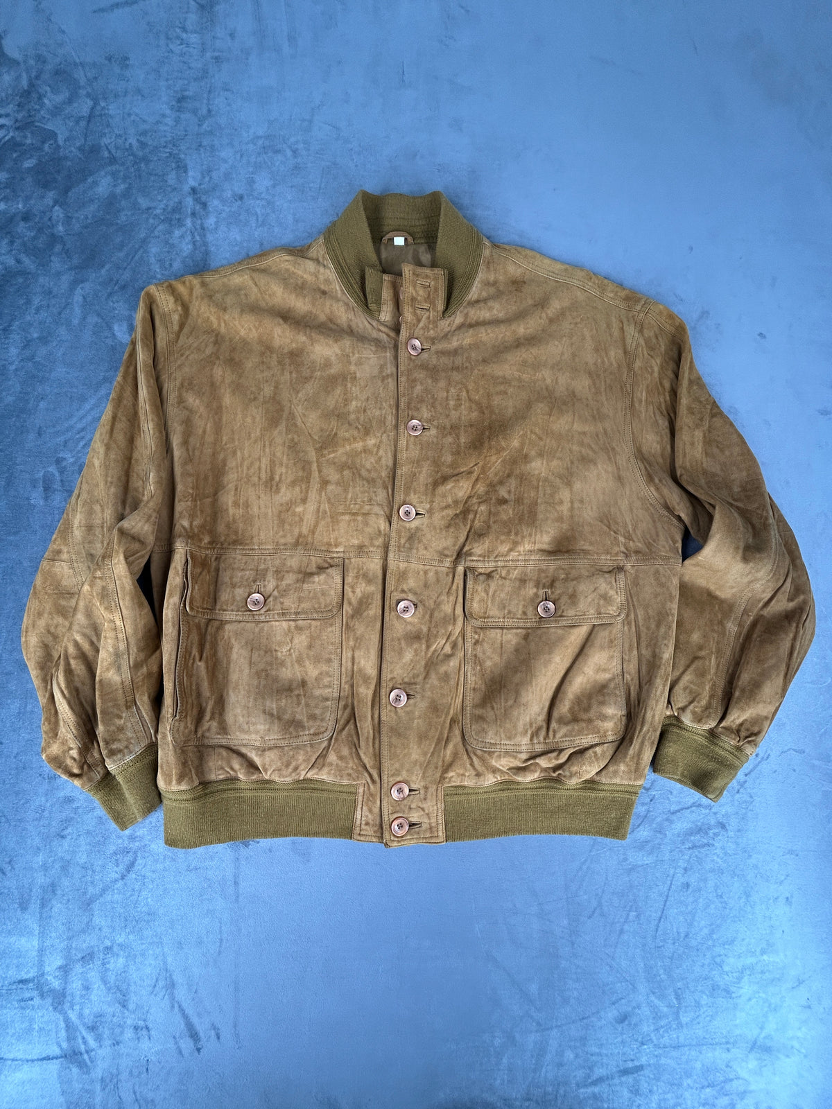 Bomber in pelle scamosciata cammello vintage – Uomo Taglia L