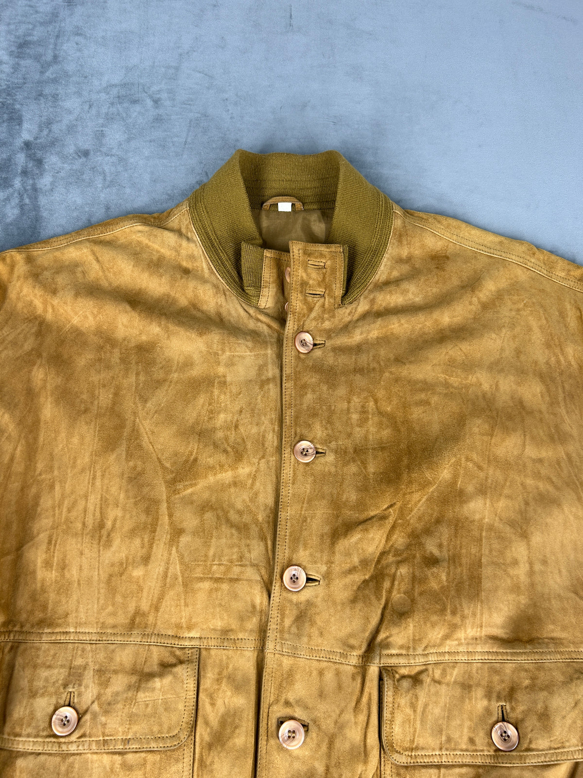 Bomber in pelle scamosciata cammello vintage – Uomo Taglia L