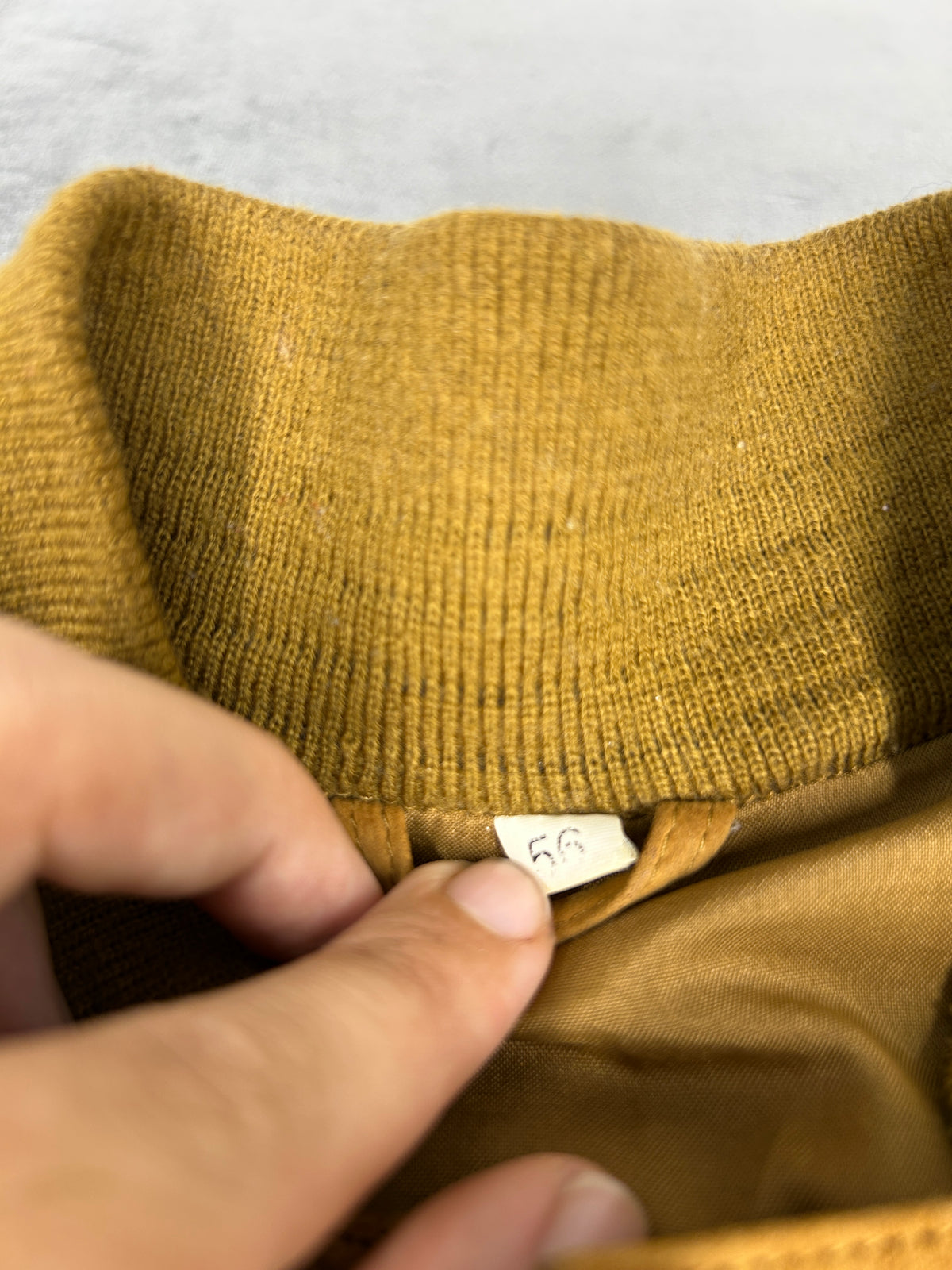 Bomber in pelle scamosciata cammello vintage – Uomo Taglia L