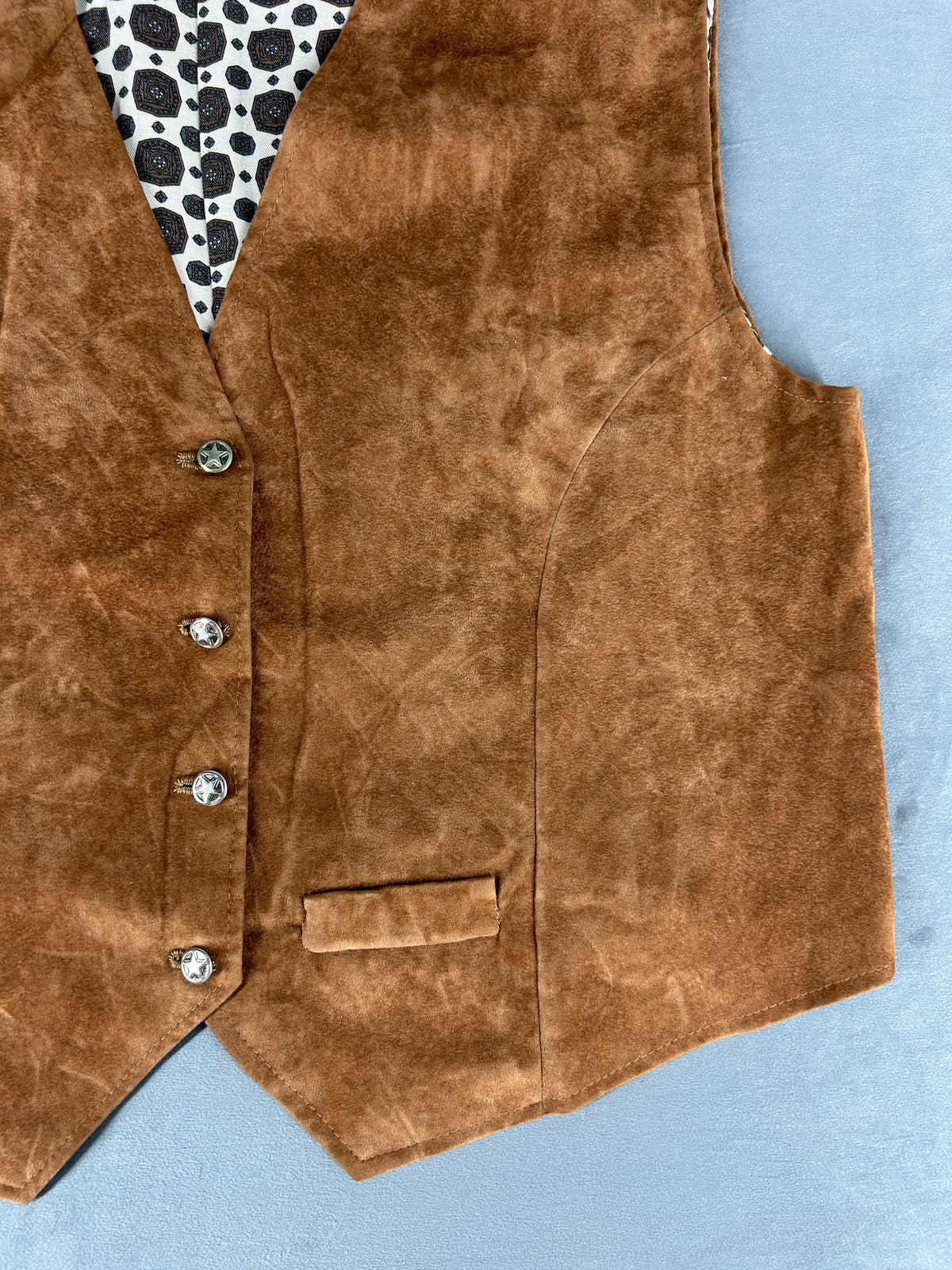 Gilet in pelle scamosciata marrone vintage – Donna Taglia L