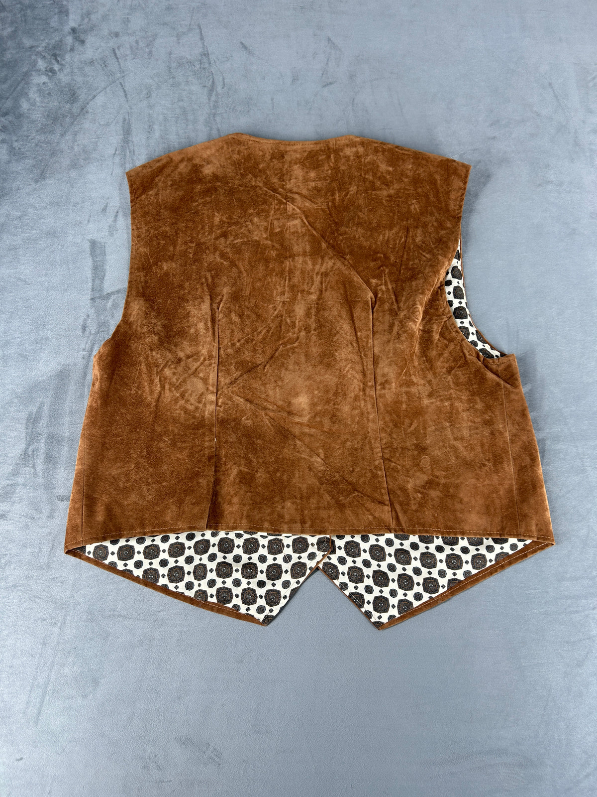 Gilet in pelle scamosciata marrone vintage – Donna Taglia L