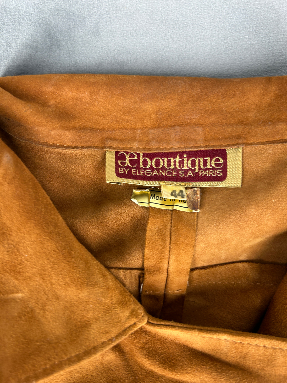 Giacca-camicia in pelle scamosciata cognac vintage – Donna Taglia L (IT 44)