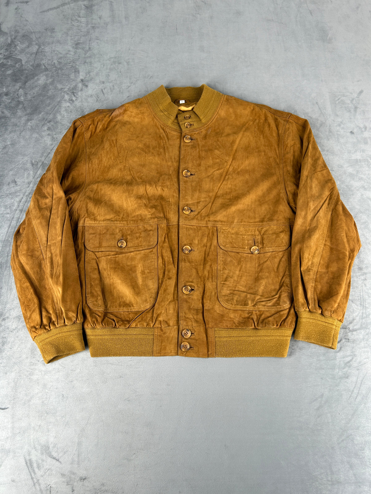 Bomber in pelle scamosciata senape vintage – Uomo Taglia 3XL (IT 56)