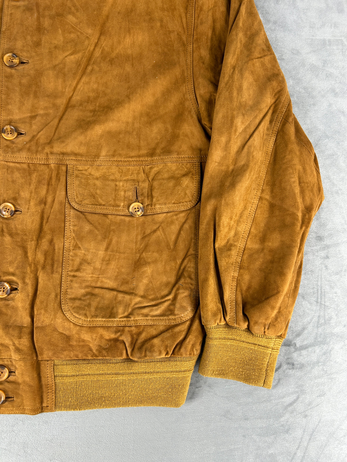 Bomber in pelle scamosciata senape vintage – Uomo Taglia 3XL (IT 56)