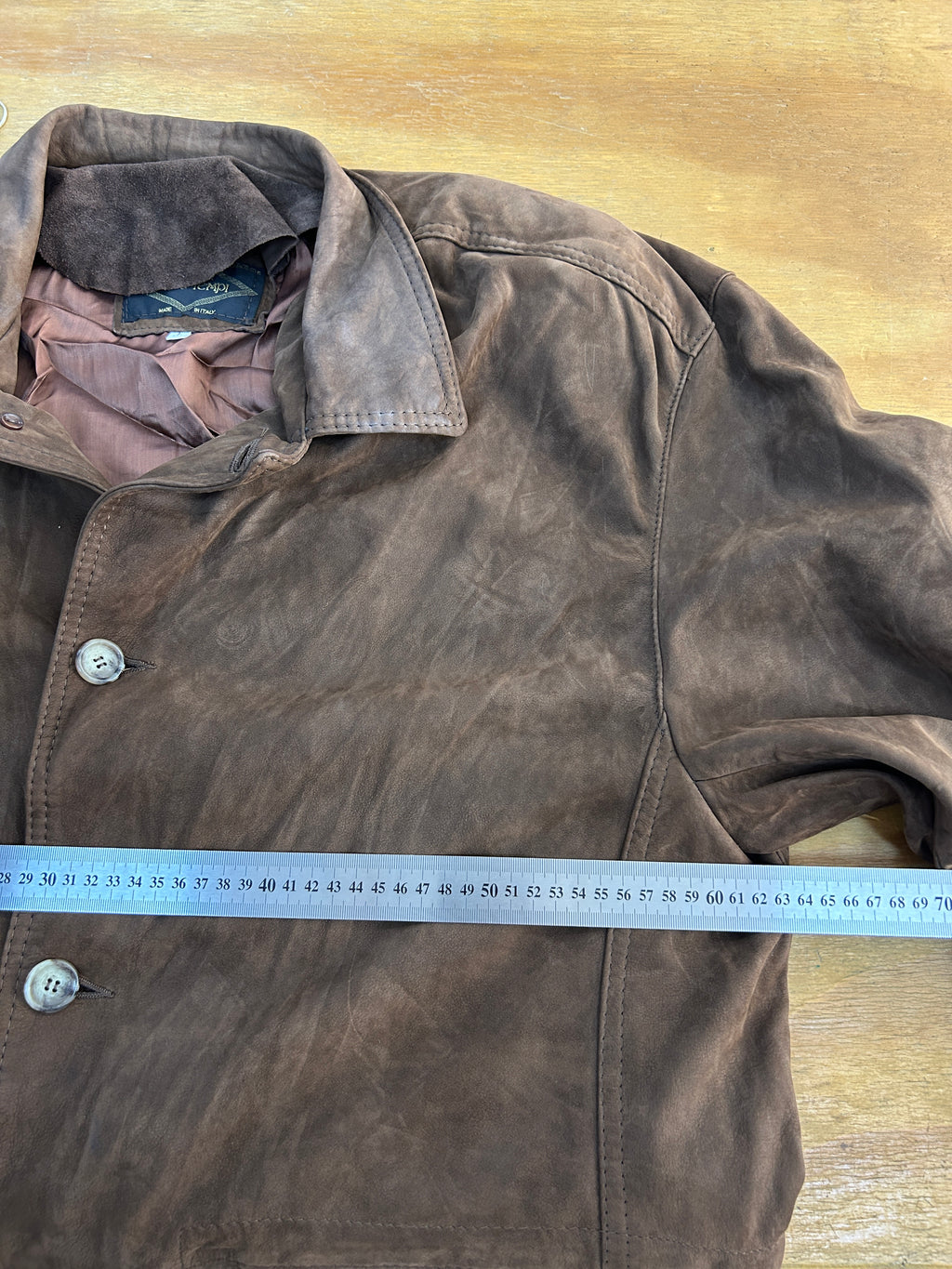 Giacca in pelle scamosciata marrone vintage – Uomo Taglia L