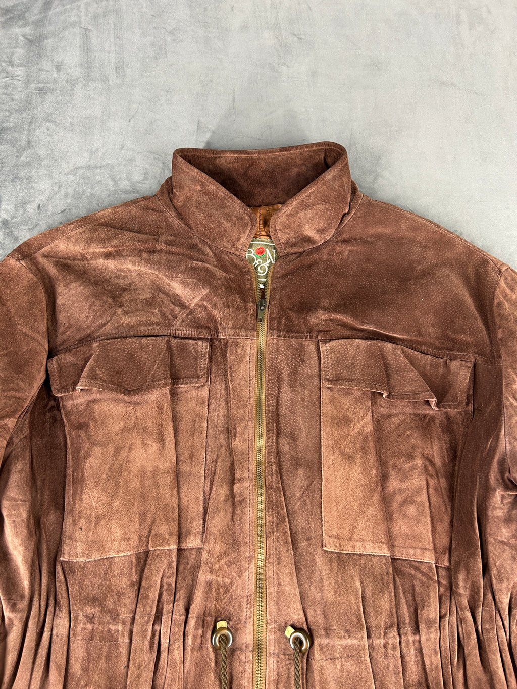 Parka in pelle scamosciata malva vintage – Donna Taglia XL
