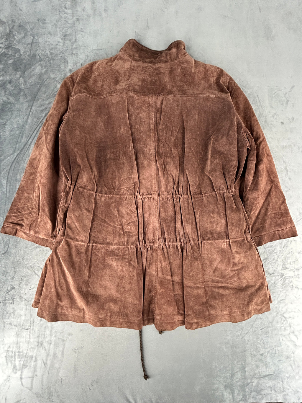 Parka in pelle scamosciata malva vintage – Donna Taglia XL
