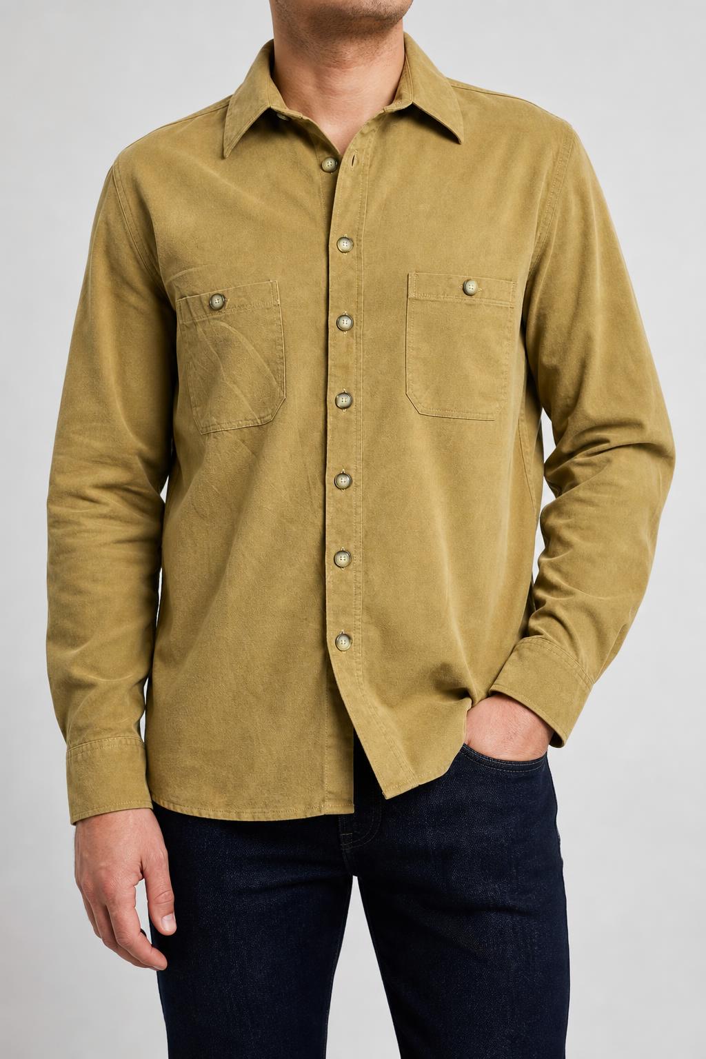 Camicia effetto camoscio senape vintage – Unisex Taglia L