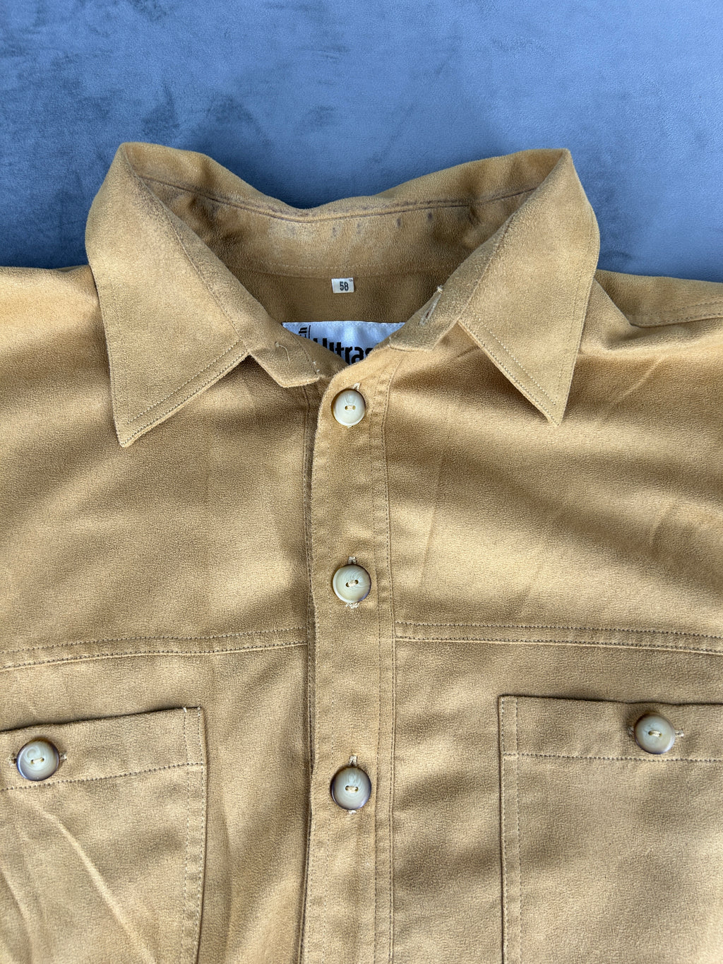 Camicia effetto camoscio senape vintage – Unisex Taglia L
