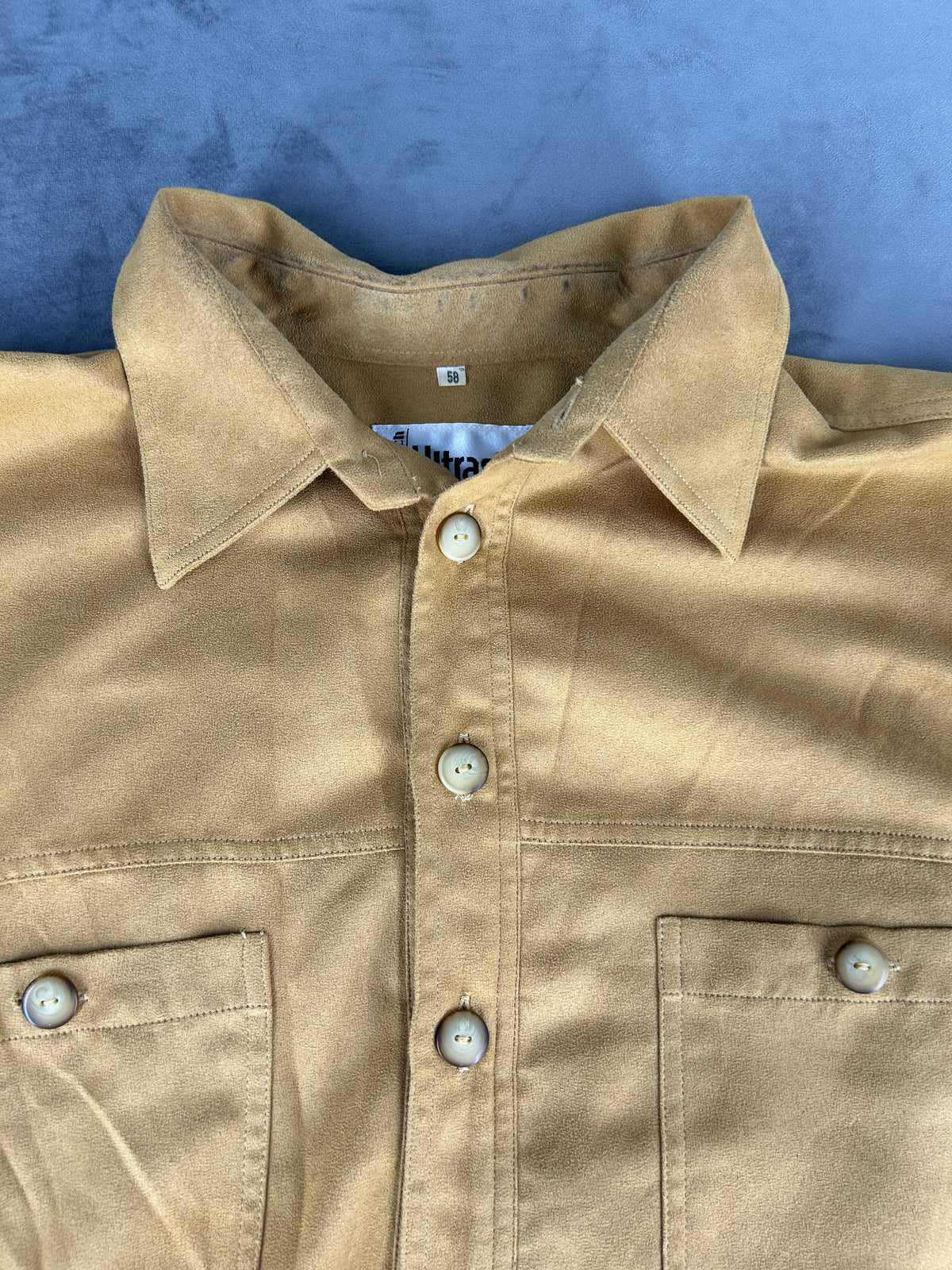 Camicia effetto camoscio senape vintage – Unisex Taglia L