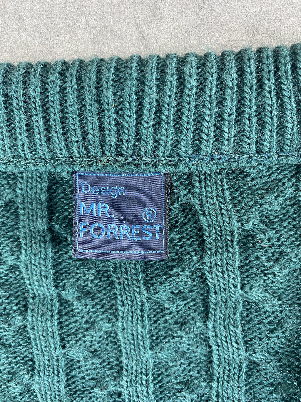 Cardigan in maglia a trecce verde vintage – Donna Taglia M