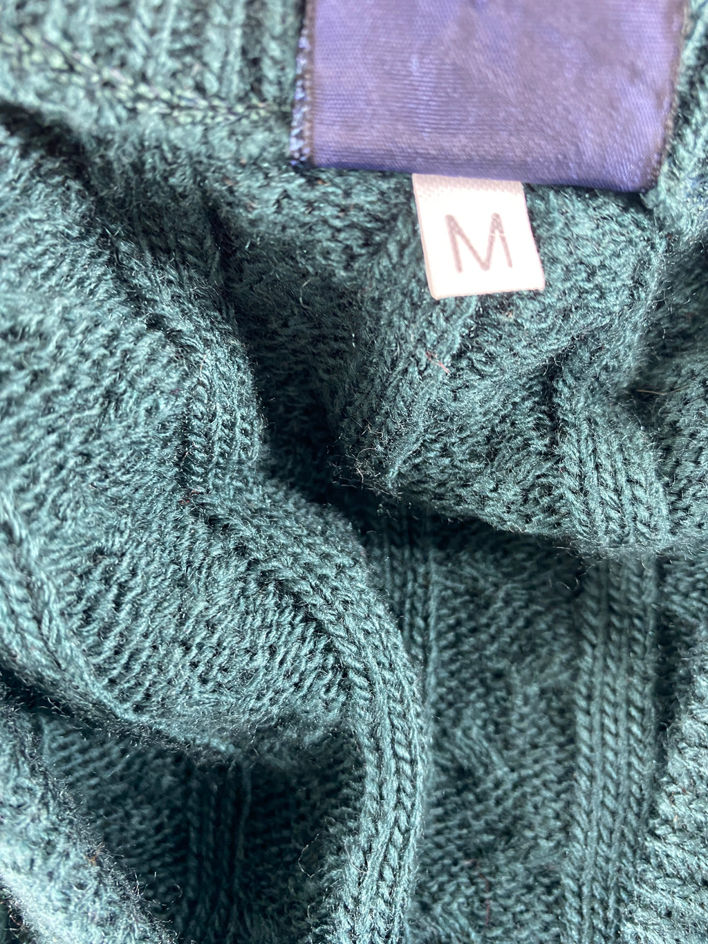 Cardigan in maglia a trecce verde vintage – Donna Taglia M