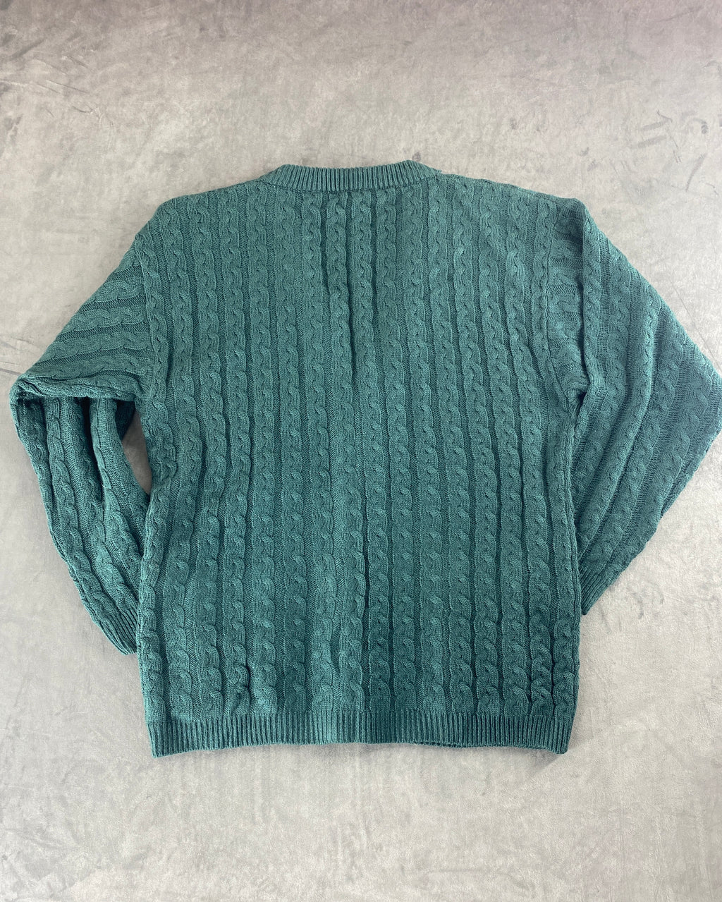 Cardigan in maglia a trecce verde vintage – Donna Taglia M
