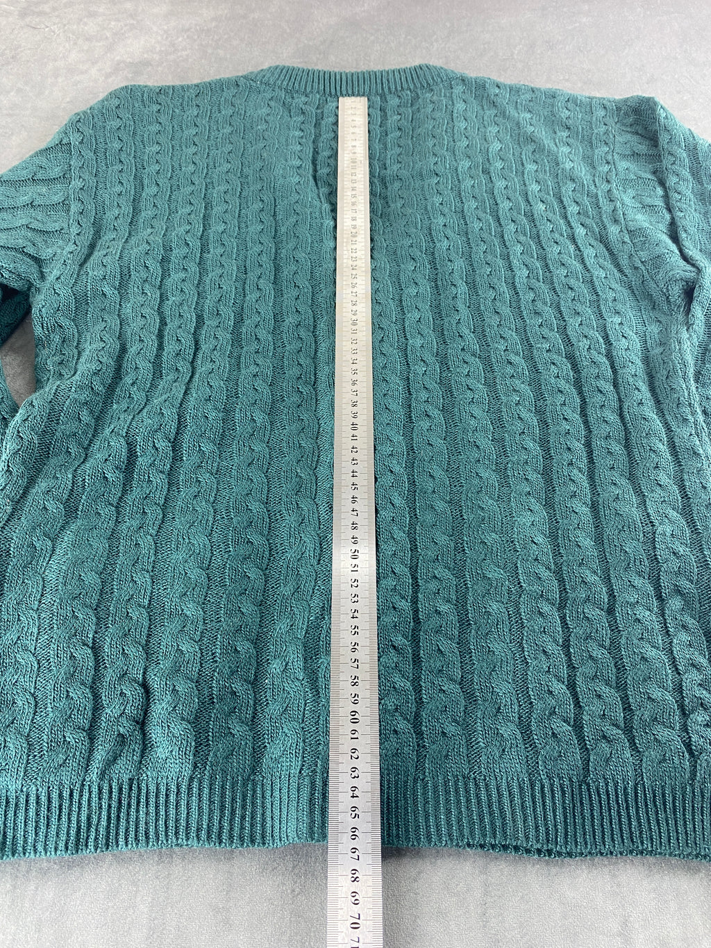 Cardigan in maglia a trecce verde vintage – Donna Taglia M