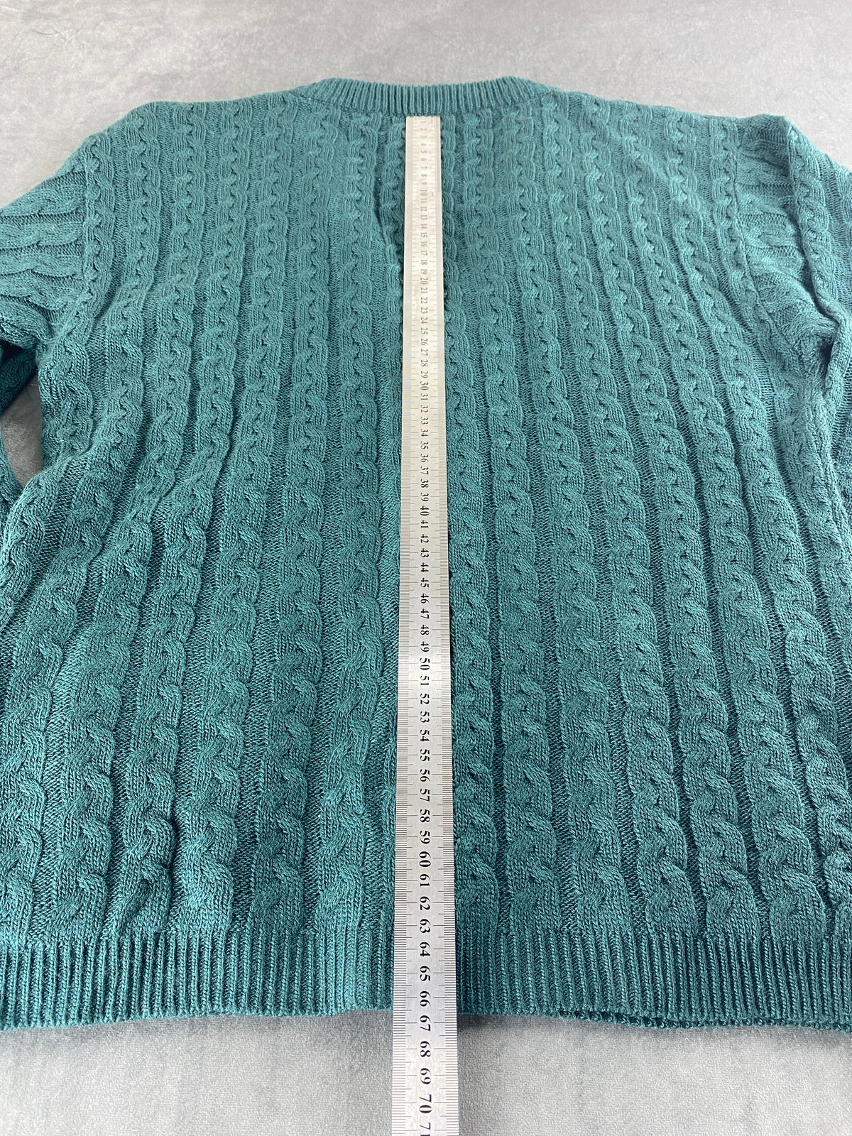 Cardigan in maglia a trecce verde vintage – Donna Taglia M