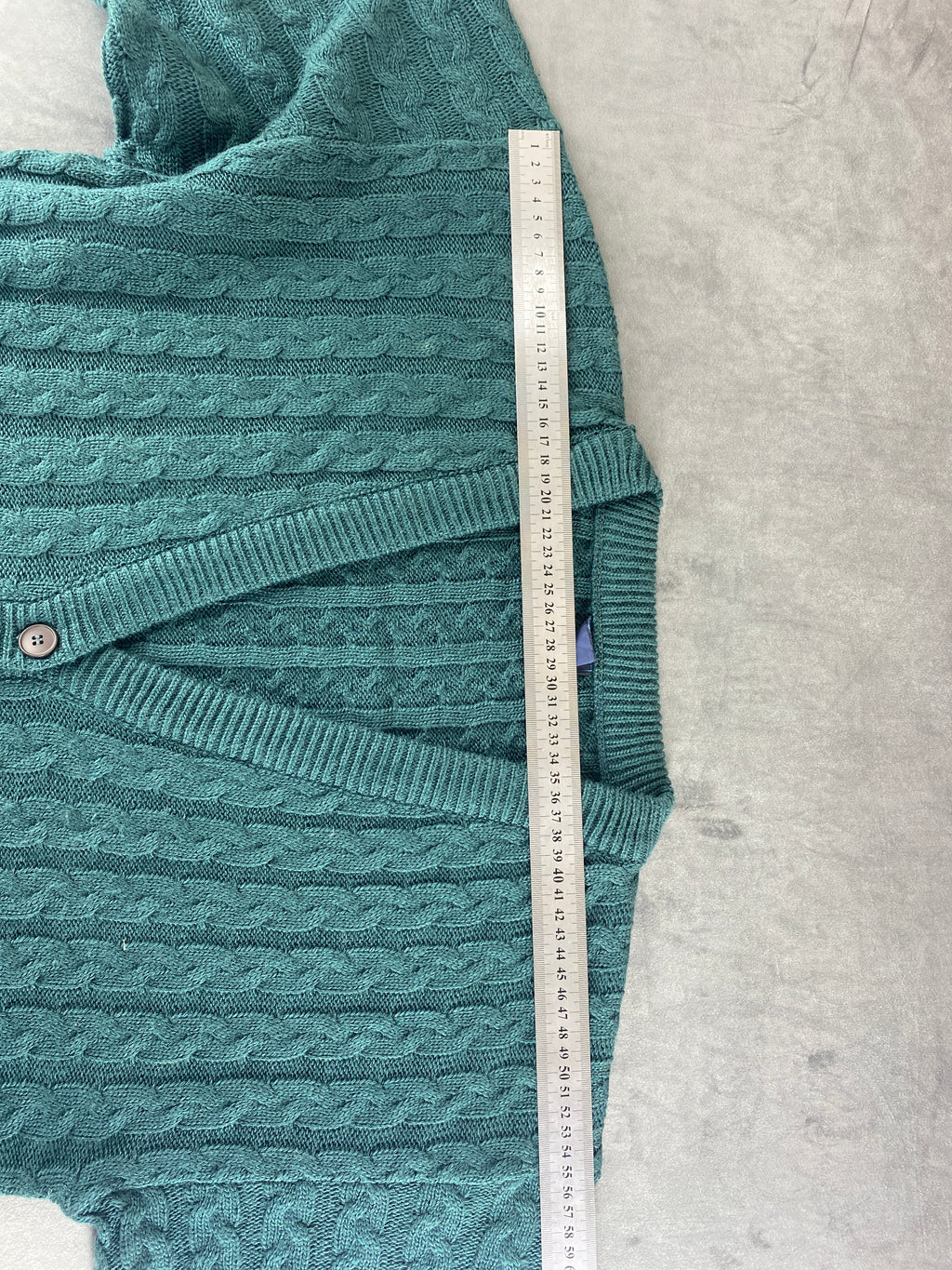 Cardigan in maglia a trecce verde vintage – Donna Taglia M