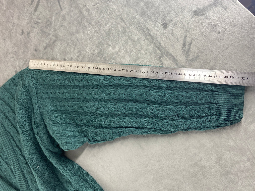 Cardigan in maglia a trecce verde vintage – Donna Taglia M