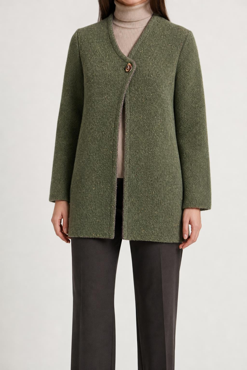 Giacca in bouclé verde vintage – Donna Taglia M